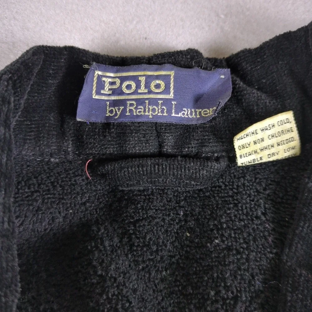 VTG Polo Ralph Lauren Robe Mens One Size Black Kimono Loungewear French Terry